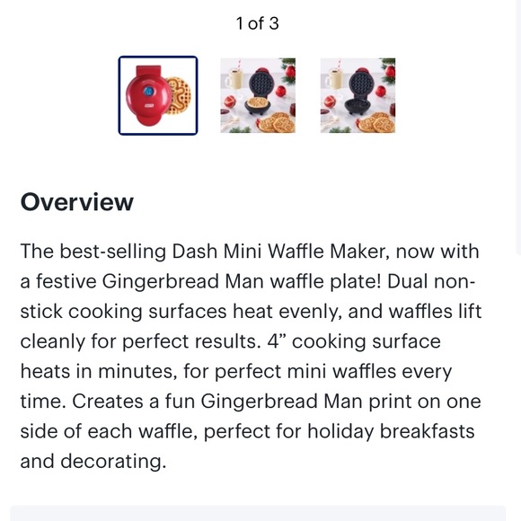 DASH gingerbread man mini waffle maker - Picture 5 of 5